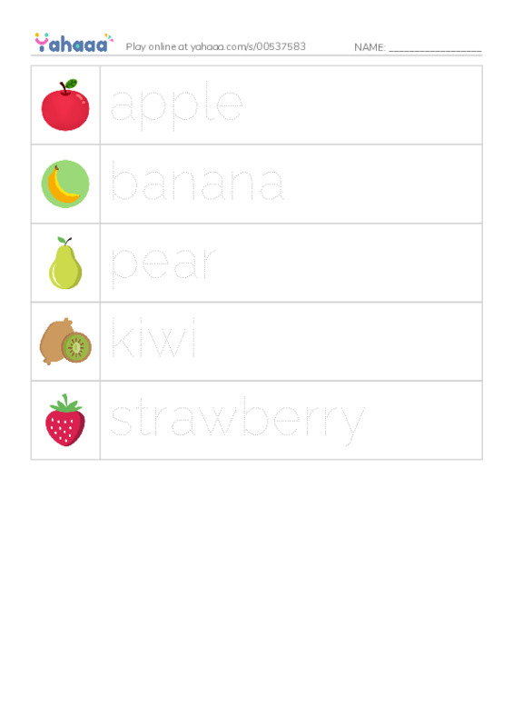 fruits PDF one column image words