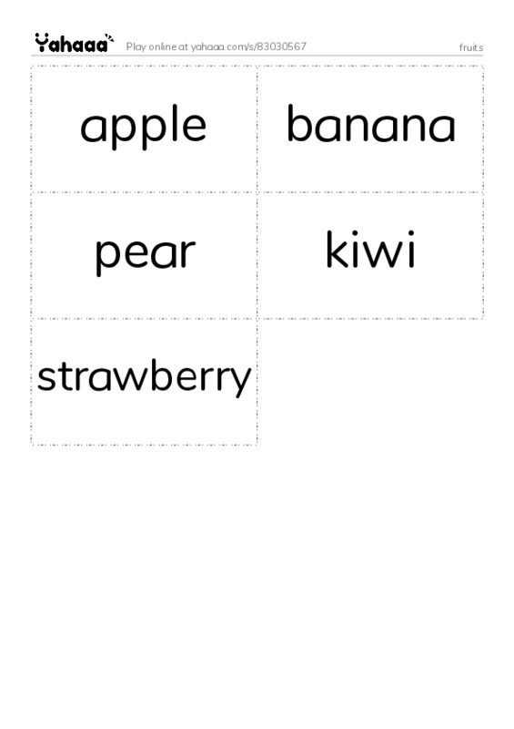 fruits PDF two columns flashcards