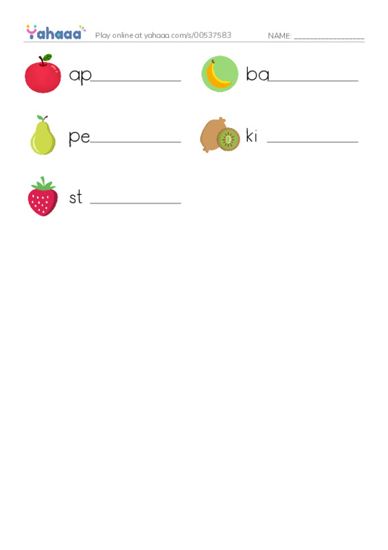 fruits PDF worksheet writing row