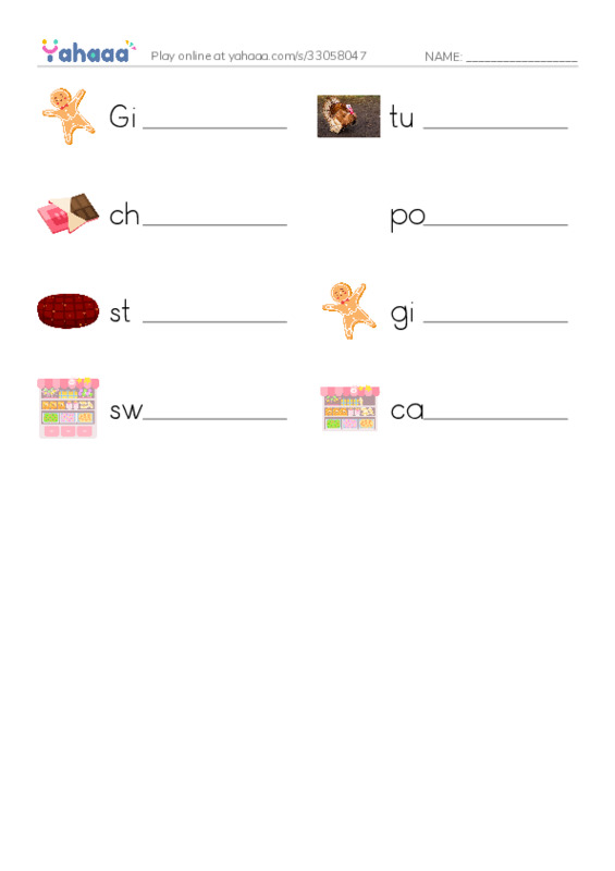Xmas Foods vocabulary PDF worksheet writing row