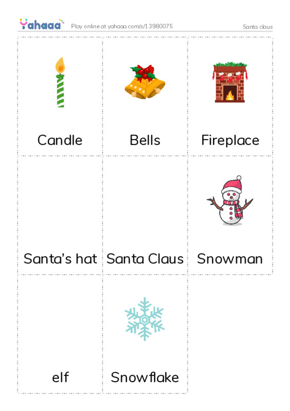 Santa claus PDF flaschards with images