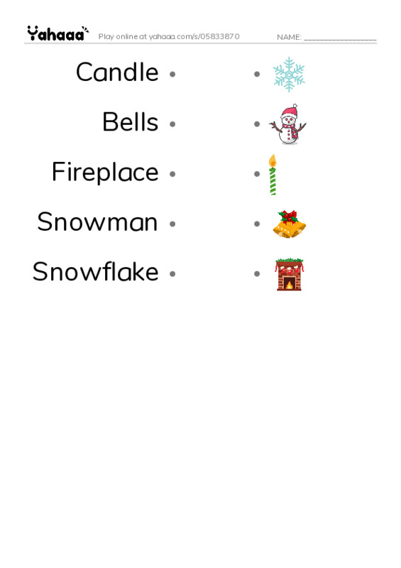 Santa claus PDF link match words worksheet