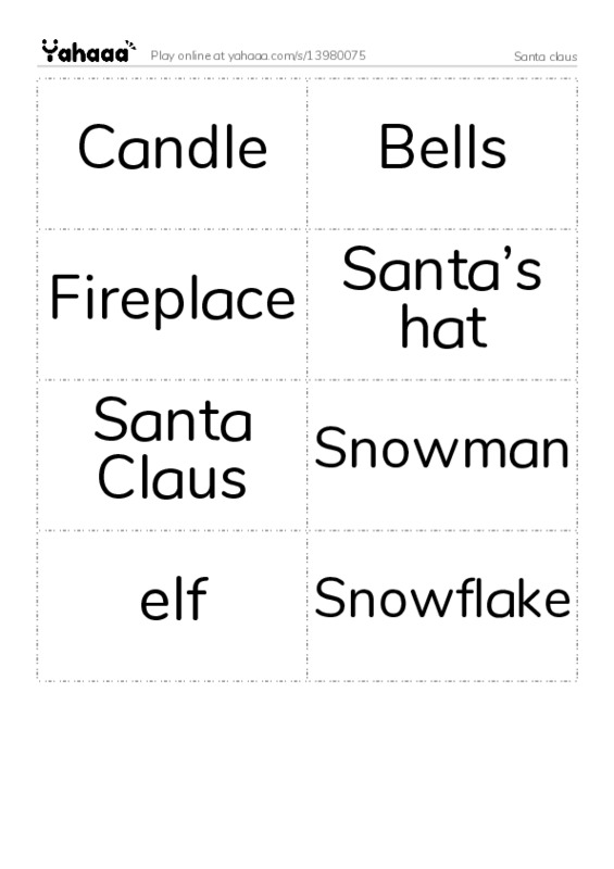Santa claus PDF two columns flashcards