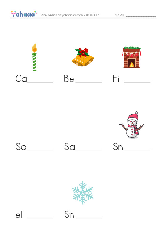 Santa claus PDF worksheet to fill in words gaps