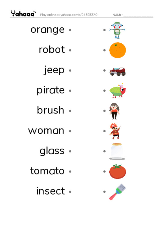 A/an words  PDF link match words worksheet