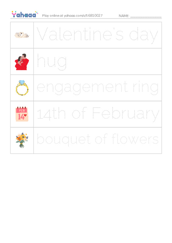 Valentines Day vocabulary! PDF one column image words