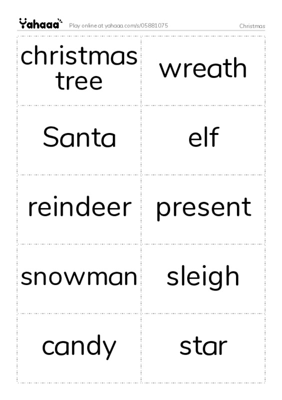Christmas PDF two columns flashcards