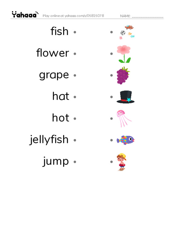 FGHIJ PDF link match words worksheet