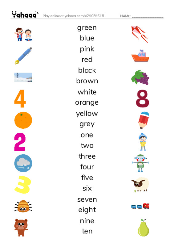 Preschoolers (2) PDF three columns match words