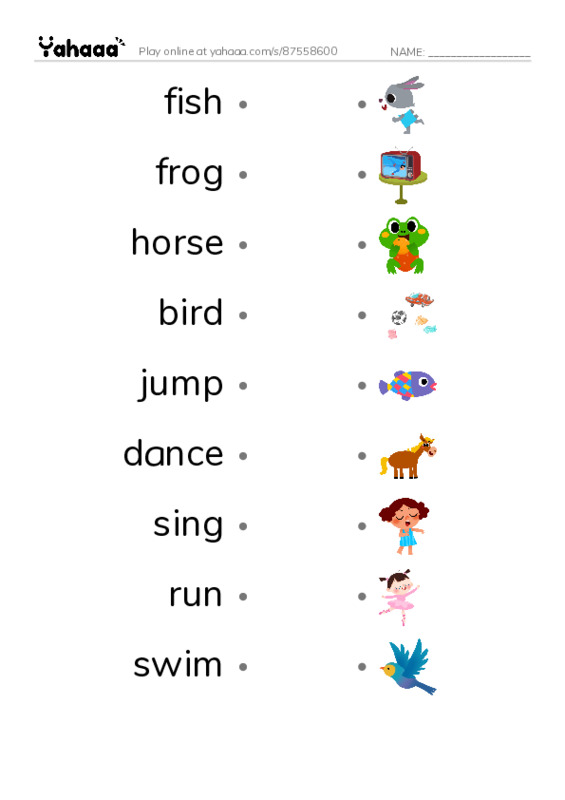 Spotlight 2 (7a-7b) PDF link match words worksheet