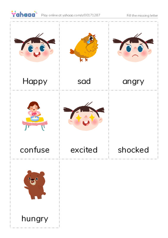 Fill the missing letter PDF flaschards with images