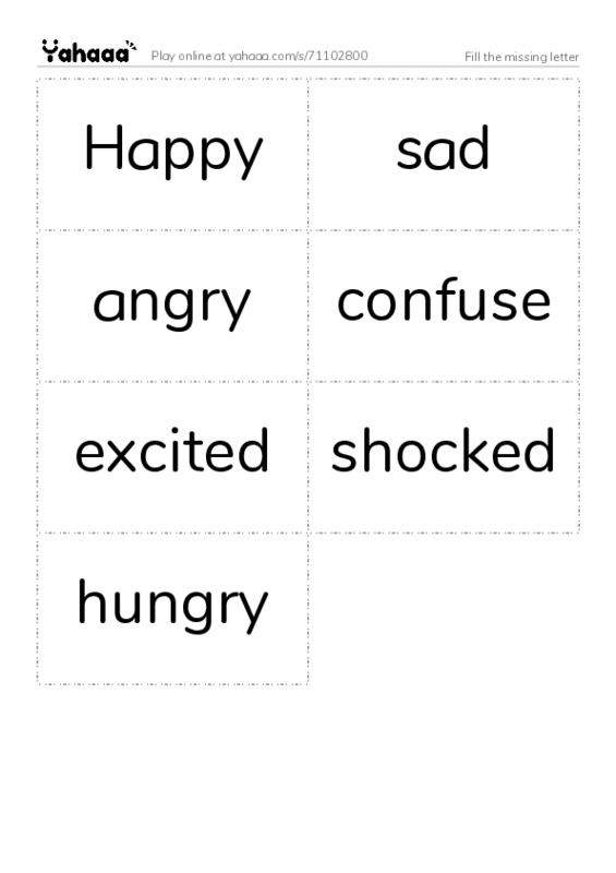 Fill the missing letter PDF two columns flashcards