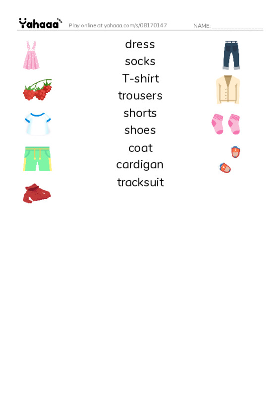 2 kl Unit 7 (Clothes) PDF three columns match words