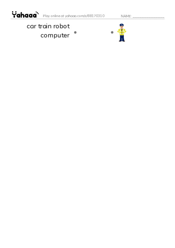 TOYS PDF link match words worksheet