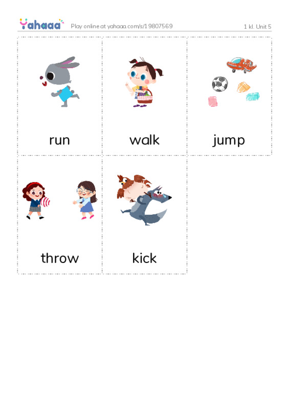 1 kl. Unit 5 PDF flaschards with images