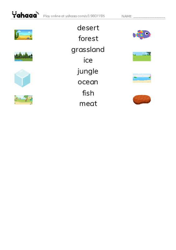 Habitats  PDF three columns match words