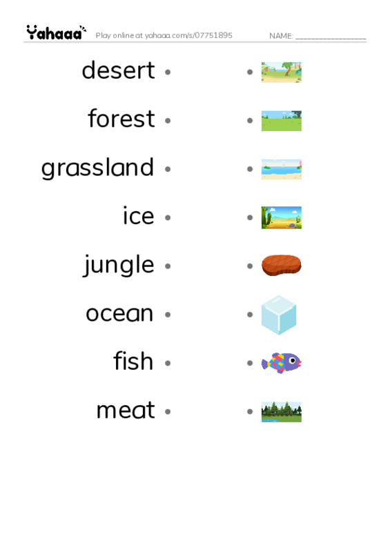 Habitats  PDF link match words worksheet