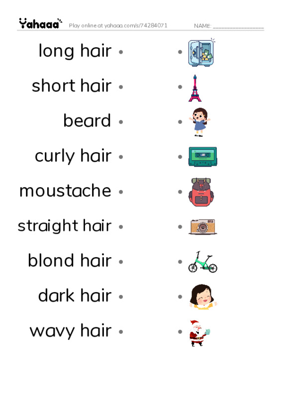 Physical description PDF link match words worksheet