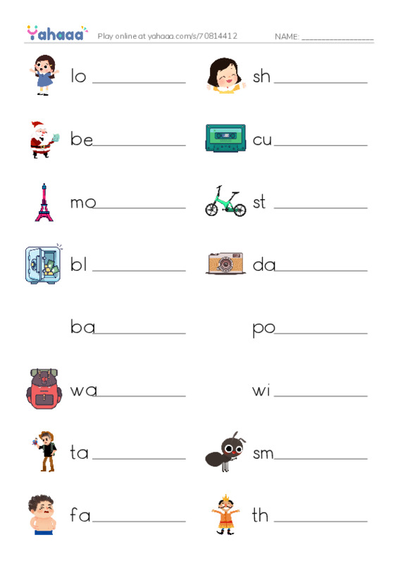 Physical description PDF worksheet writing row