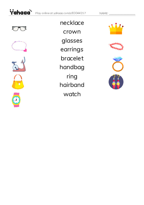 accesories PDF three columns match words