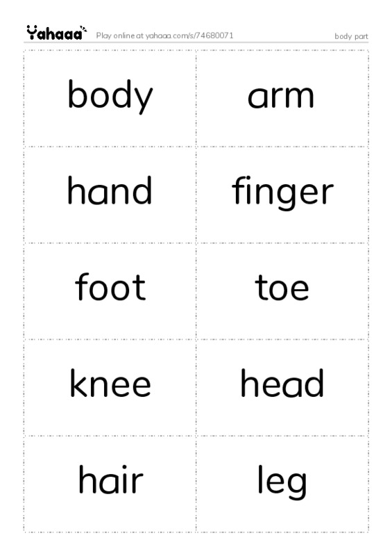body part PDF two columns flashcards