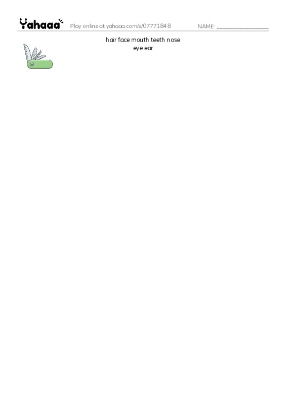 My Face  PDF three columns match words
