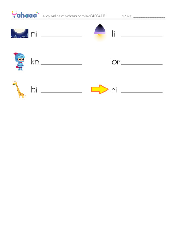igh phonics PDF worksheet writing row
