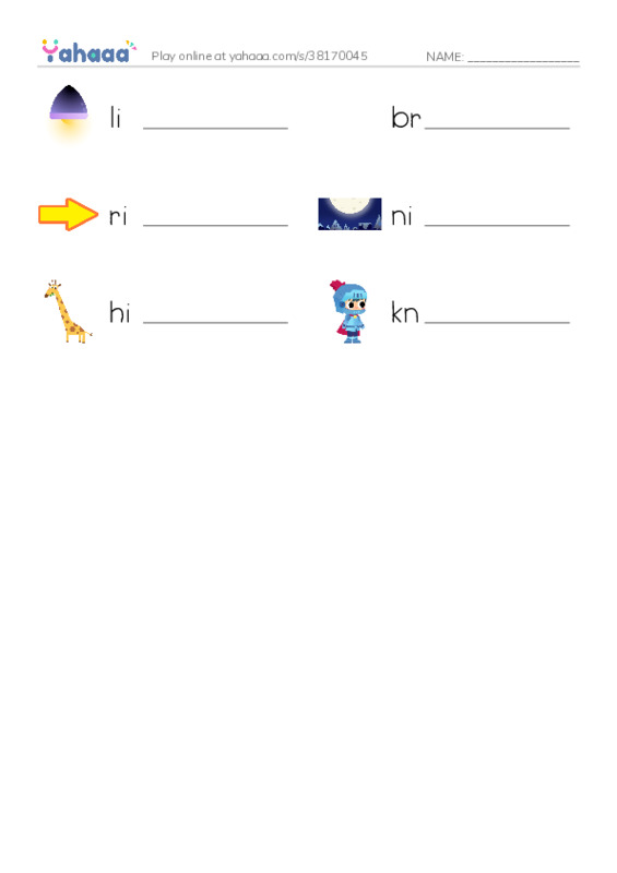 igh phonics PDF worksheet writing row