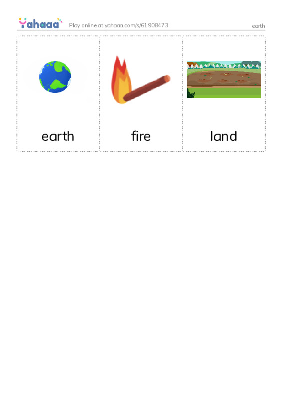 Picture flashcards worksheet for earth