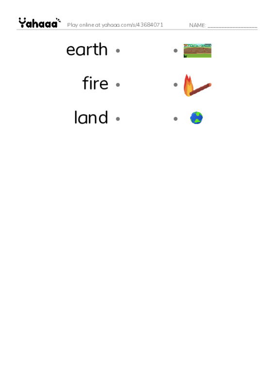 Draw a line to match worksheet for earth