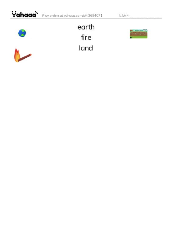 Match both sides worksheet for earth