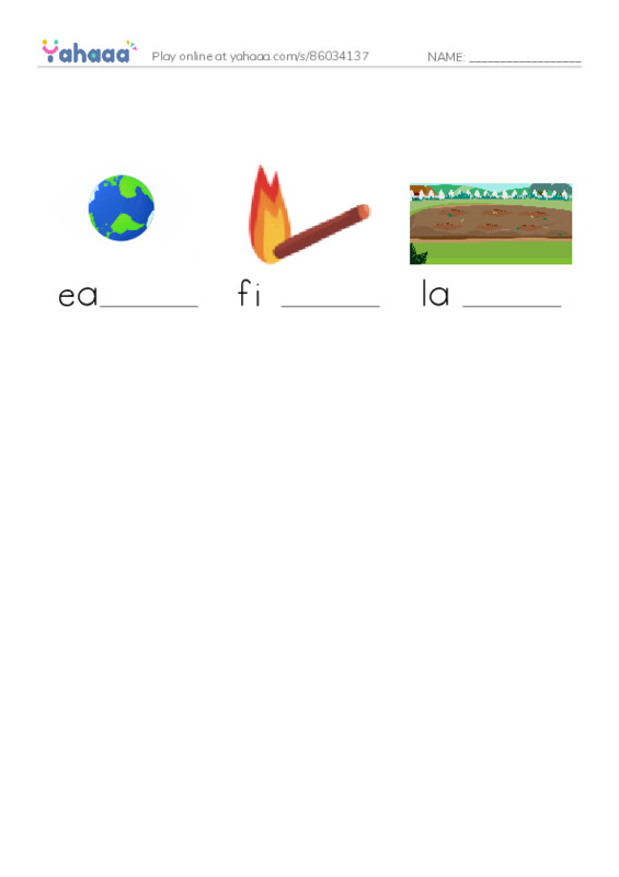 Finish the word worksheet for earth