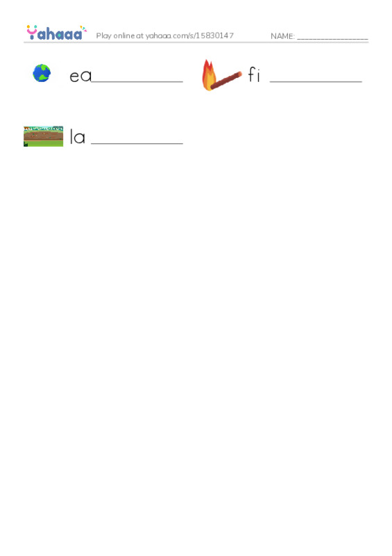 Write the word rows worksheet for earth
