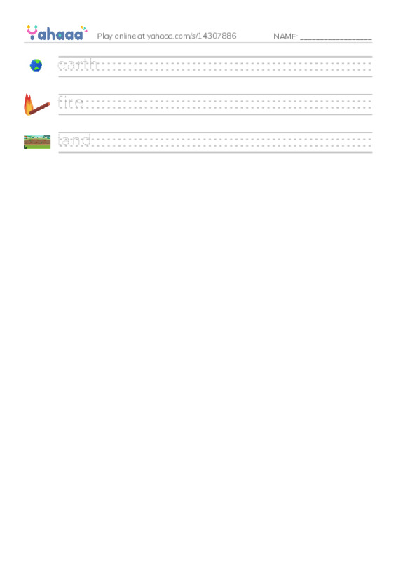 Handwriting lines worksheet for earth