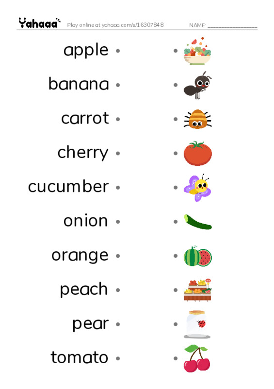 Draw a line to match worksheet for Market