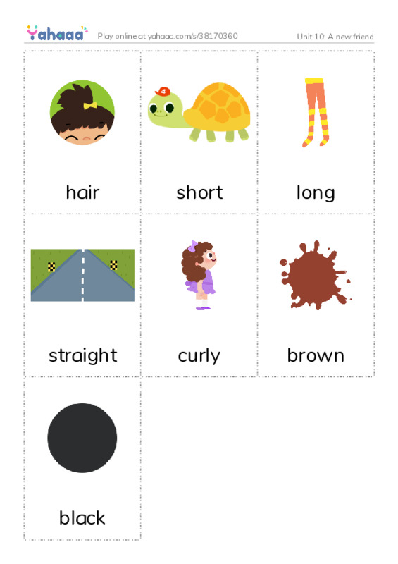 Picture flashcards worksheet for Unit 10: A new friend