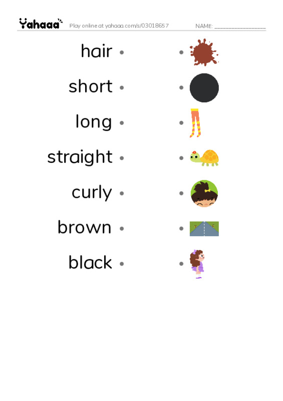 Draw a line to match worksheet for Unit 10: A new friend