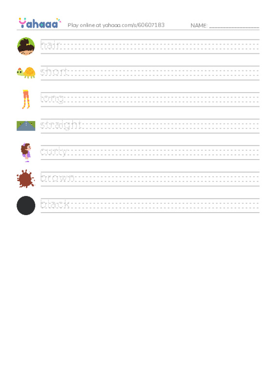 Handwriting lines worksheet for Unit 10: A new friend