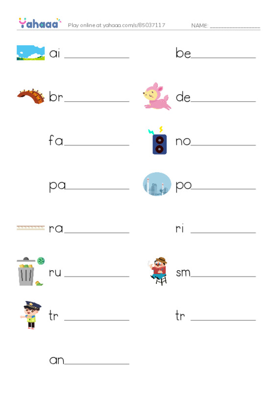 Write the word rows worksheet for 