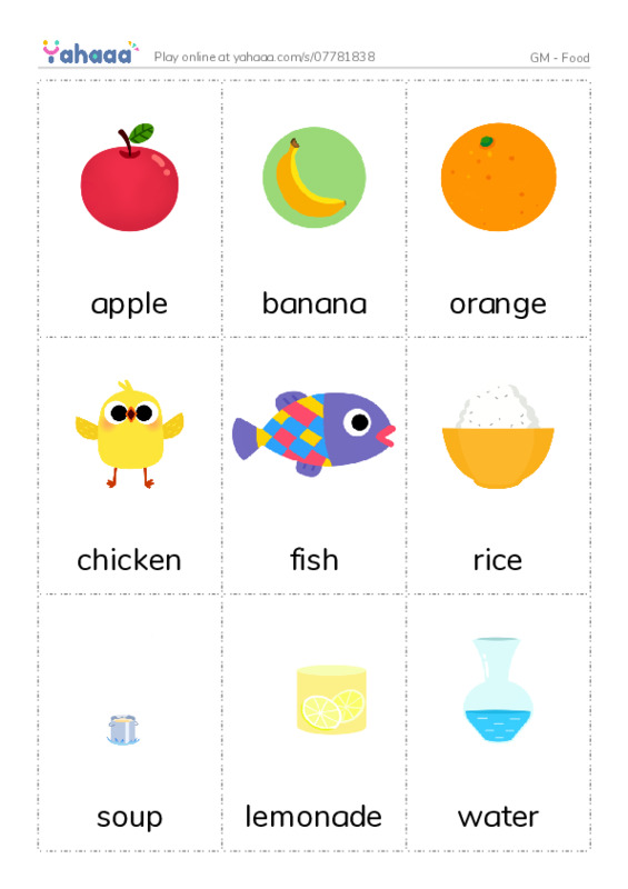 Picture flashcards worksheet for GM - Food