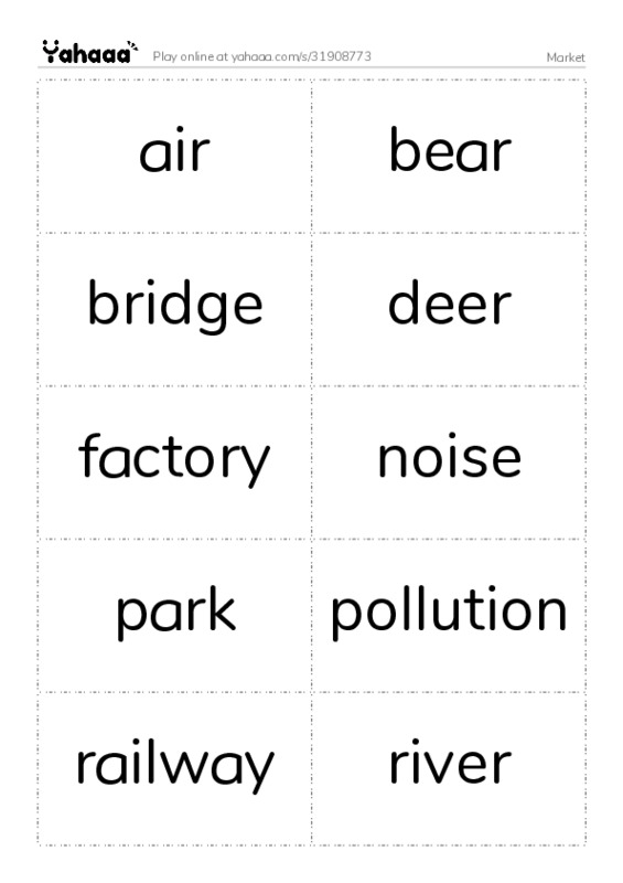 Word flashcards worksheet for Market