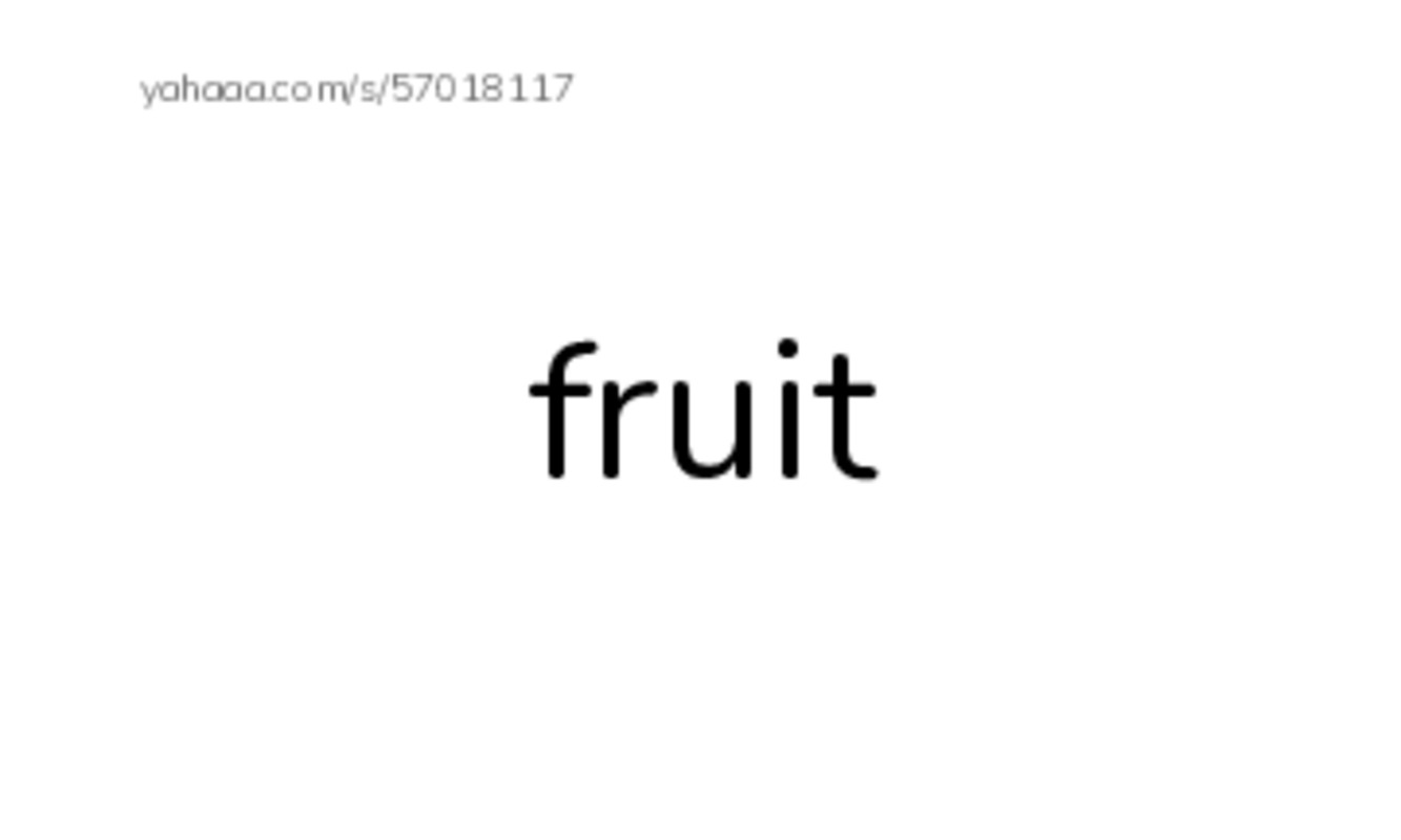 Index cards, words only worksheet for Common fruits