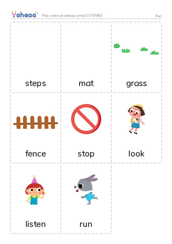 Picture flashcards worksheet for Run
