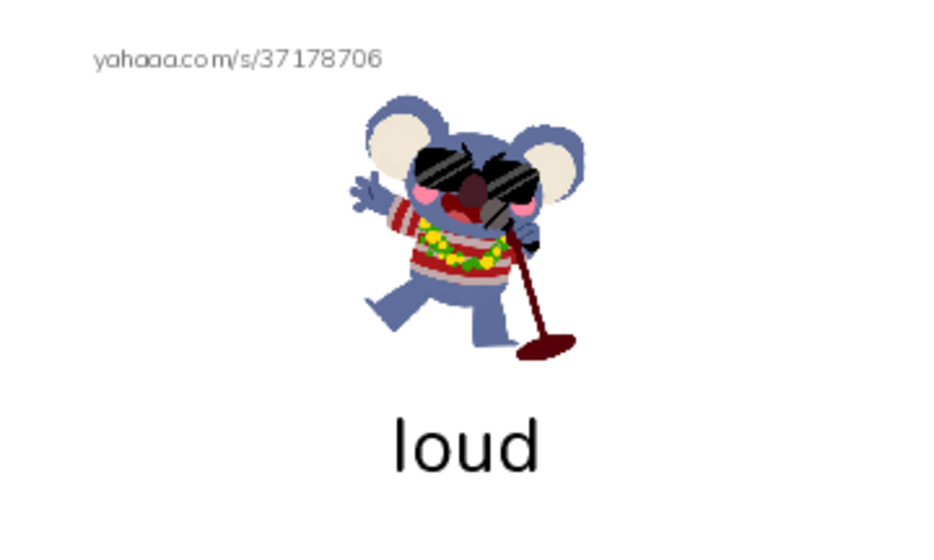 Index cards with pictures worksheet for loud, shout, mouse and 4 more