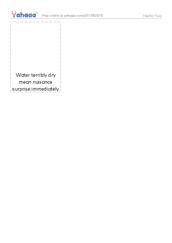Picture flashcards worksheet for Tea for Two