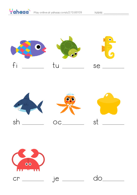 Finish the word worksheet for 1 Class Unit 6