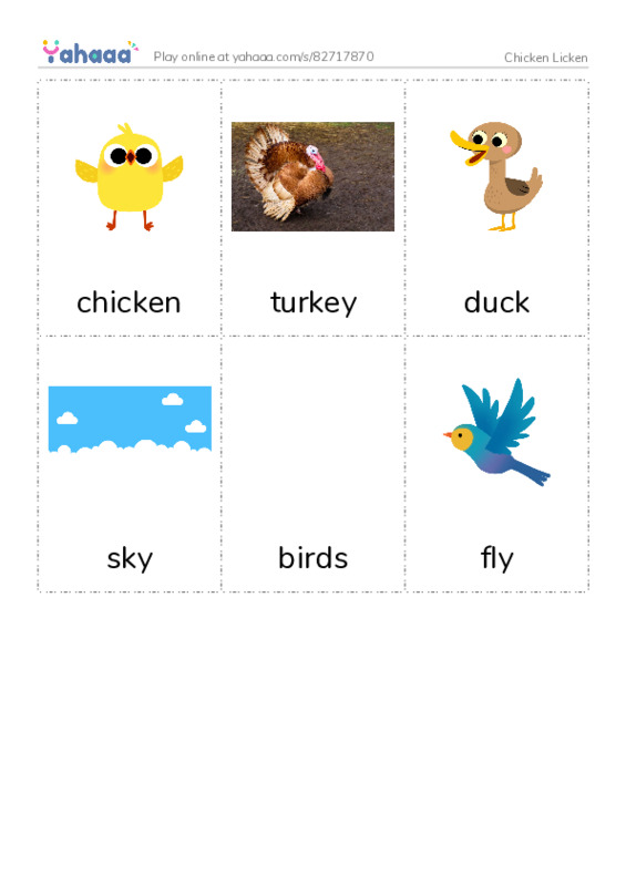 Picture flashcards worksheet for Chicken Licken