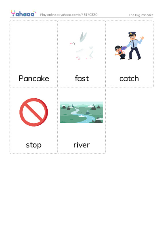 Picture flashcards worksheet for The Big Pancake
