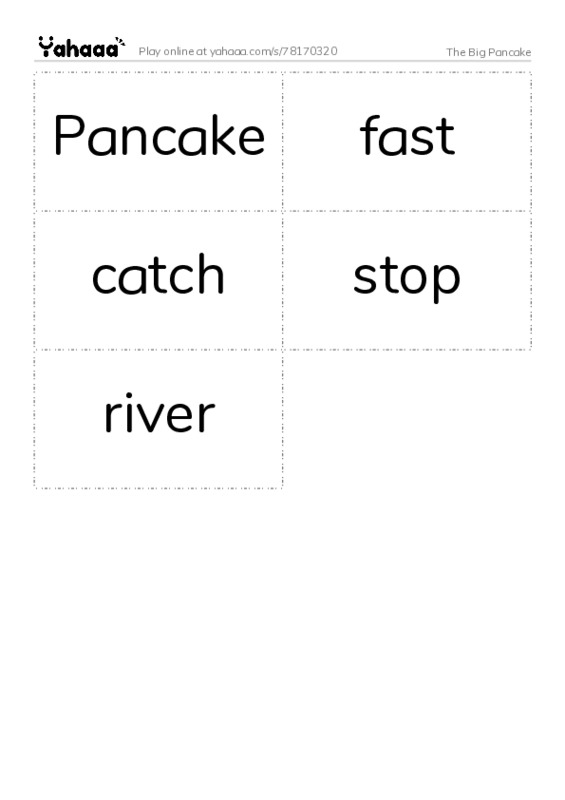 Word flashcards worksheet for The Big Pancake