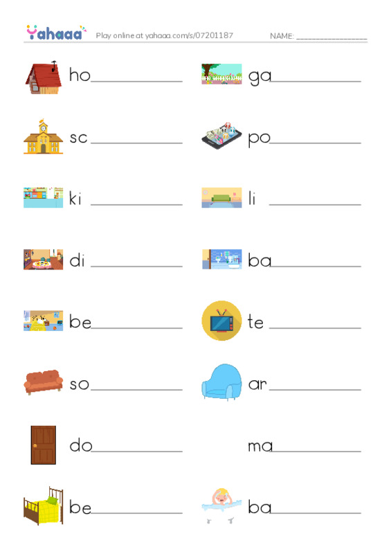 Write the word rows worksheet for my house